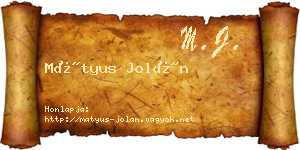 Mátyus Jolán névjegykártya